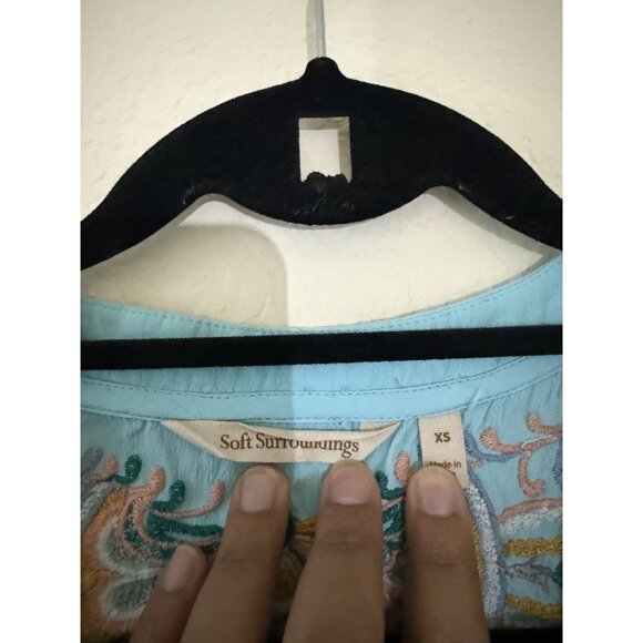 Soft Surroundings Turquoise Blue River Island Embroidered Tunic Size XS Boho - Picture 2 of 5